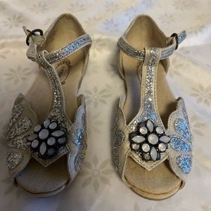 Joyfolie girls Man in Silver T-strap dress shoes